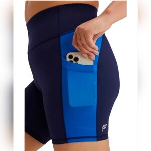 Fabletics On-The-Go Ultra High Waisted Shorts Blue 6 Inch NWT